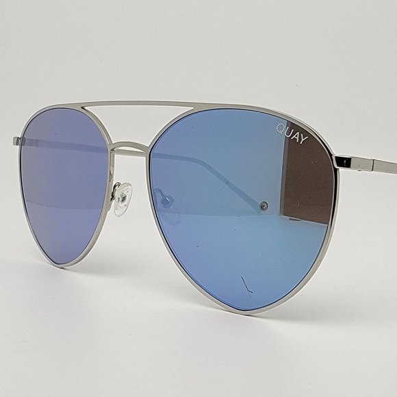 Quay Australia x Jasmine Sanders Indio Silver Frame Blue Lens Aviator Sunglasses main image 10